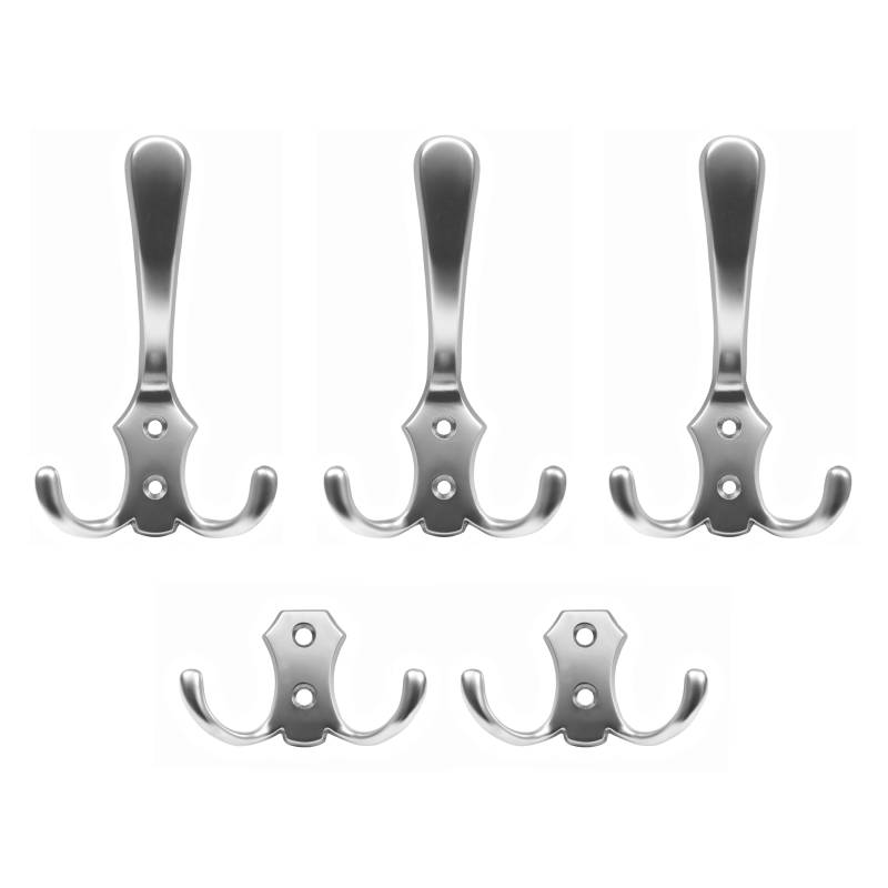 Zubehör Garderobenhaken Chrom matt Kombi Set - Kleiderhaken 5er Set