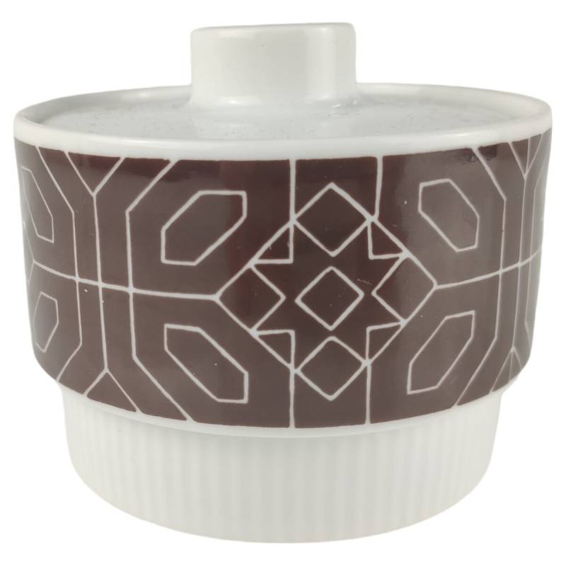 gerillt Zuckerdose Melitta Alte Formen weiß braun Vintage gebraucht - sehr gut