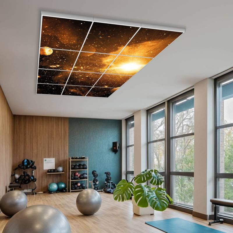 banjado Motivlichtdecke LED Deckenleuchte flach, Deckenpanel, Rasterdeckenleuchte Beleuchtung für Büro oder Praxis mit Motiv