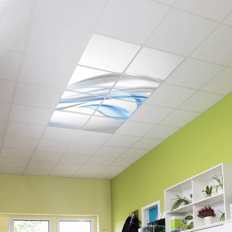banjado Motivlichtdecke LED Deckenleuchte flach, Deckenpanel, Rasterdeckenleuchte Beleuchtung für Büro oder Praxis mit Motiv