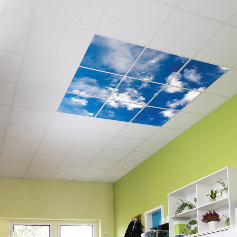 banjado Motivlichtdecke LED Deckenleuchte flach, Deckenpanel, Rasterdeckenleuchte Beleuchtung für Büro oder Praxis mit Motiv