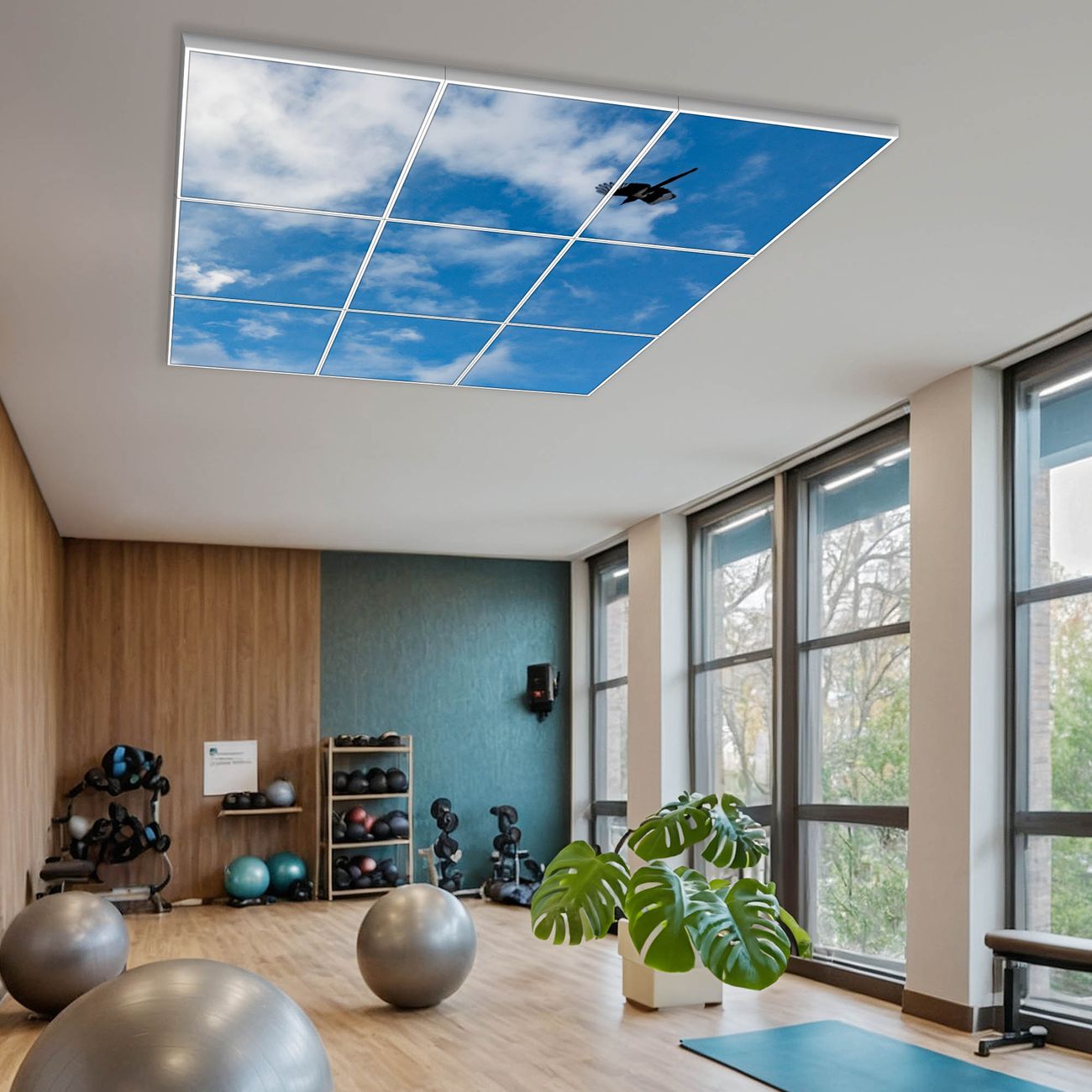 banjado Motivlichtdecke LED Deckenleuchte flach, Deckenpanel, Rasterdeckenleuchte Beleuchtung für Büro oder Praxis mit Motiv banjado Motivlichtdecke LED Deckenleuchte flach, Deckenpanel, Rasterdeckenleuchte Beleuchtung für Büro oder Praxis mit Motiv