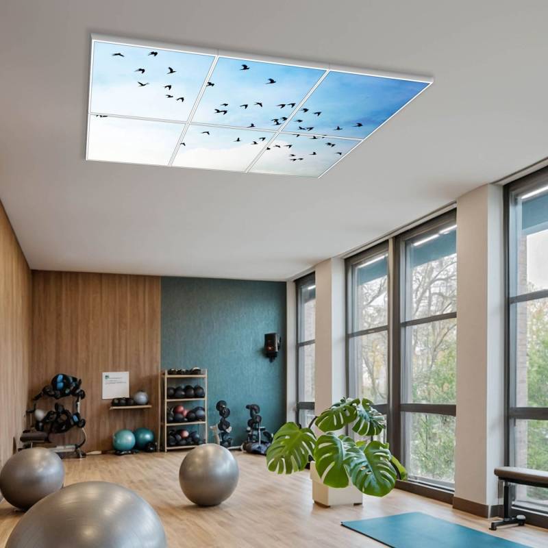 banjado Motivlichtdecke LED Deckenleuchte flach, Deckenpanel, Rasterdeckenleuchte Beleuchtung für Büro oder Praxis mit Motiv