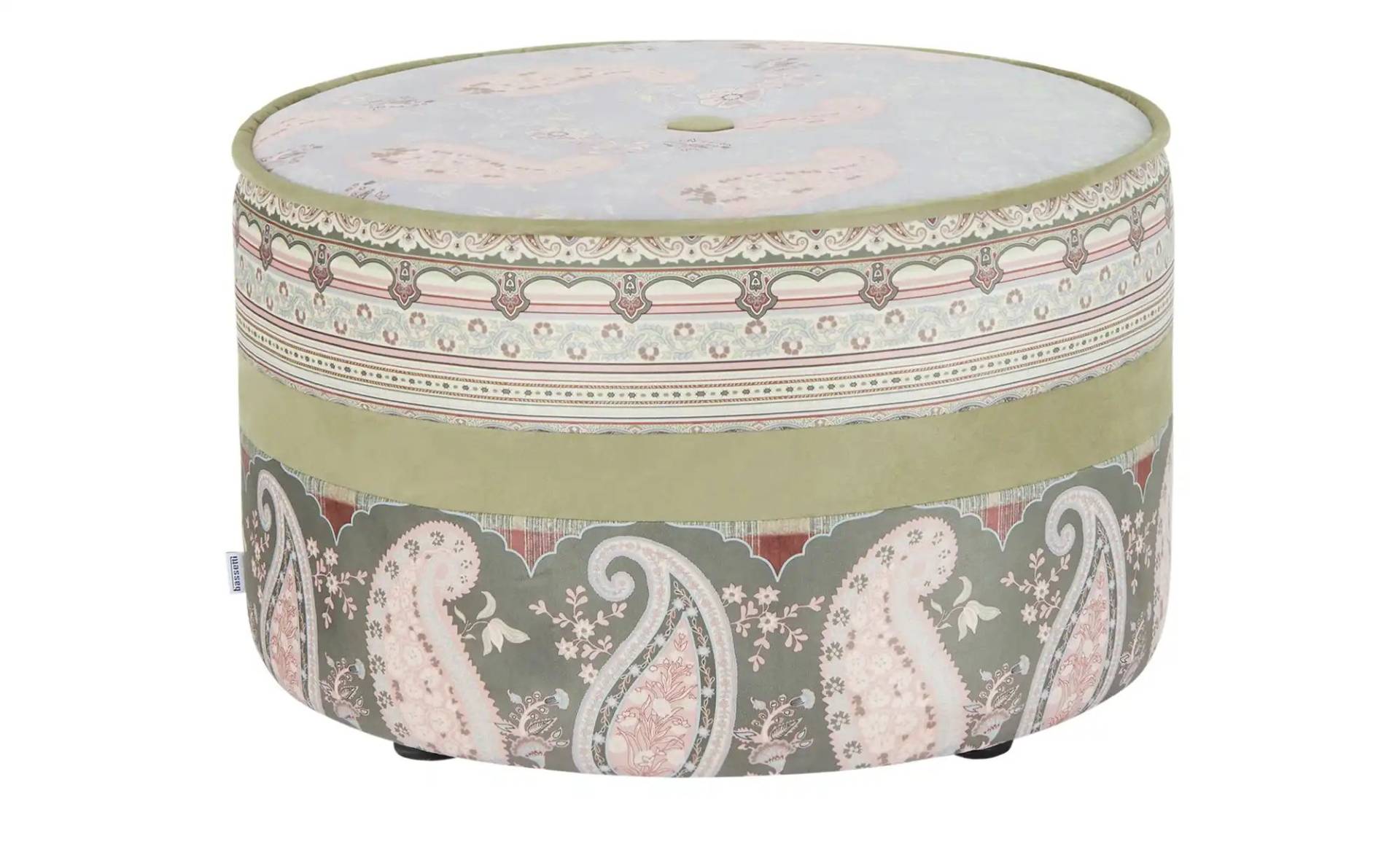 bassetti by SCHRÖNO Pouf aus Velours Tino ¦ grün ¦ Maße (cm): H: 39  Ø: 63.0 Polstermöbel > Hocker > Sitzpouf - Möbel Kraft