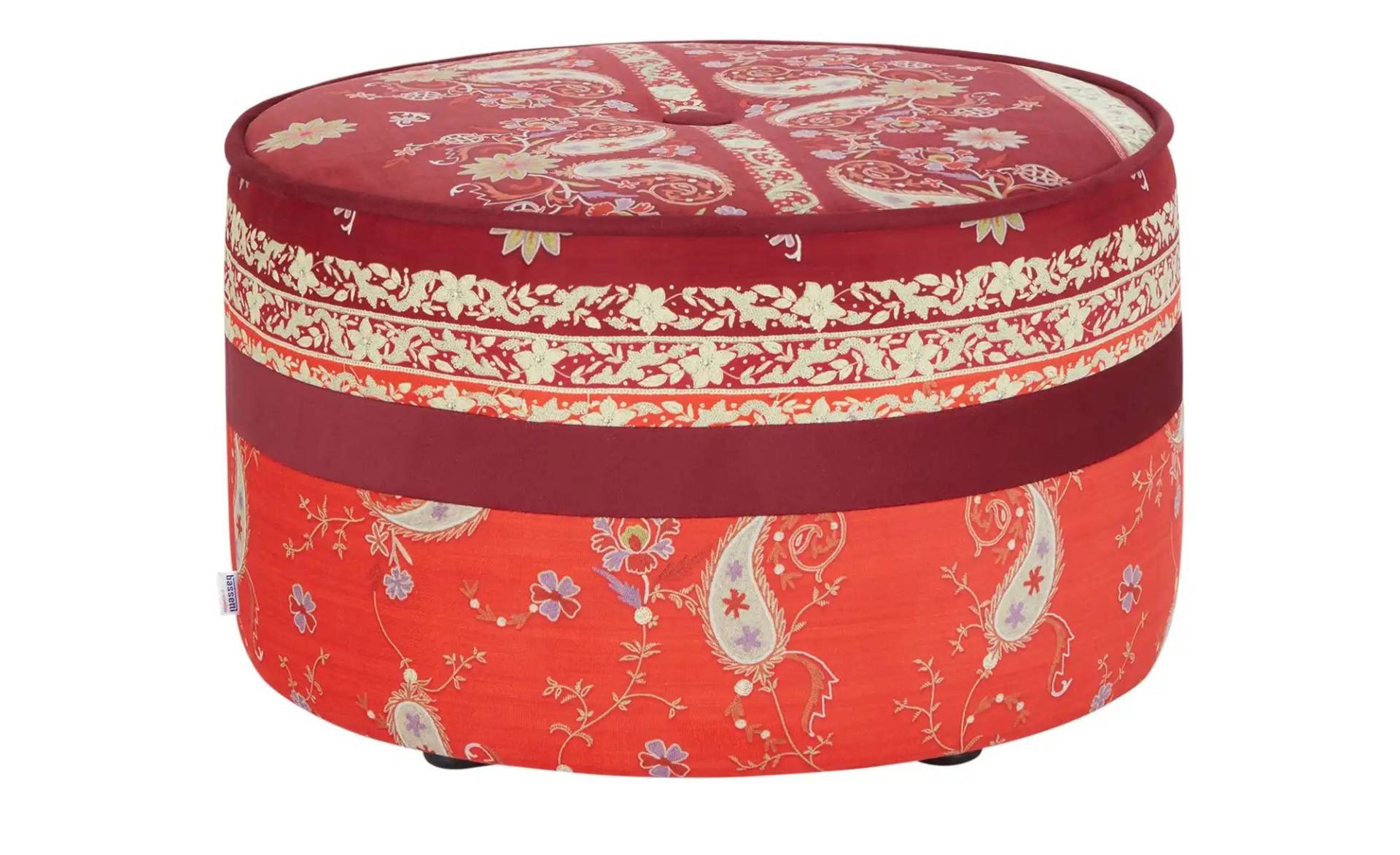 bassetti by SCHRÖNO Pouf aus Velours Tino ¦ rot ¦ Maße (cm): H: 39  Ø: [63.0] Polstermöbel > Hocker > Sitzpouf - Möbel Kraft