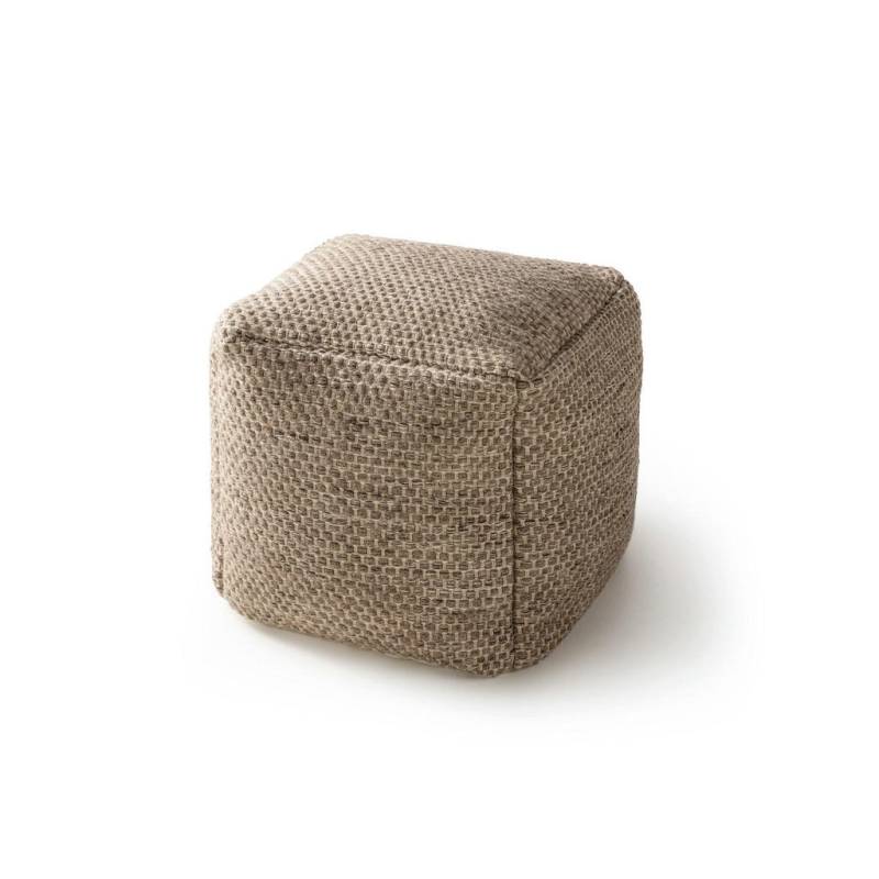 benuta Pure WOLL-POUF Taupe