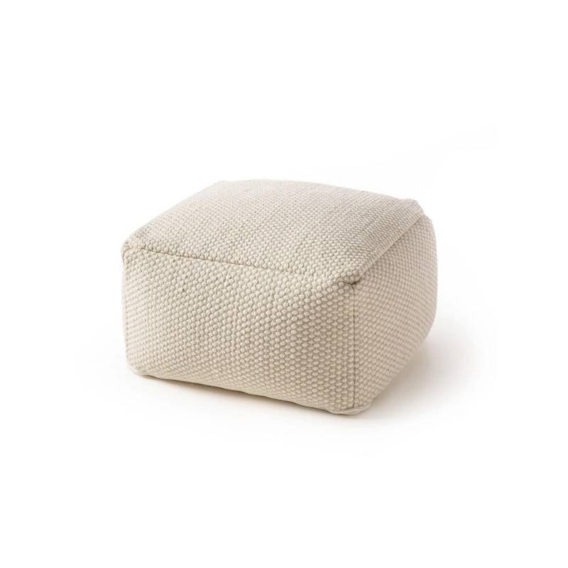 benuta Pure WOLL-POUF Weiß