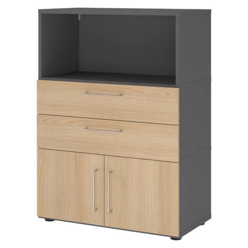 bümö AKTENSCHRANK Graphit, Eiche