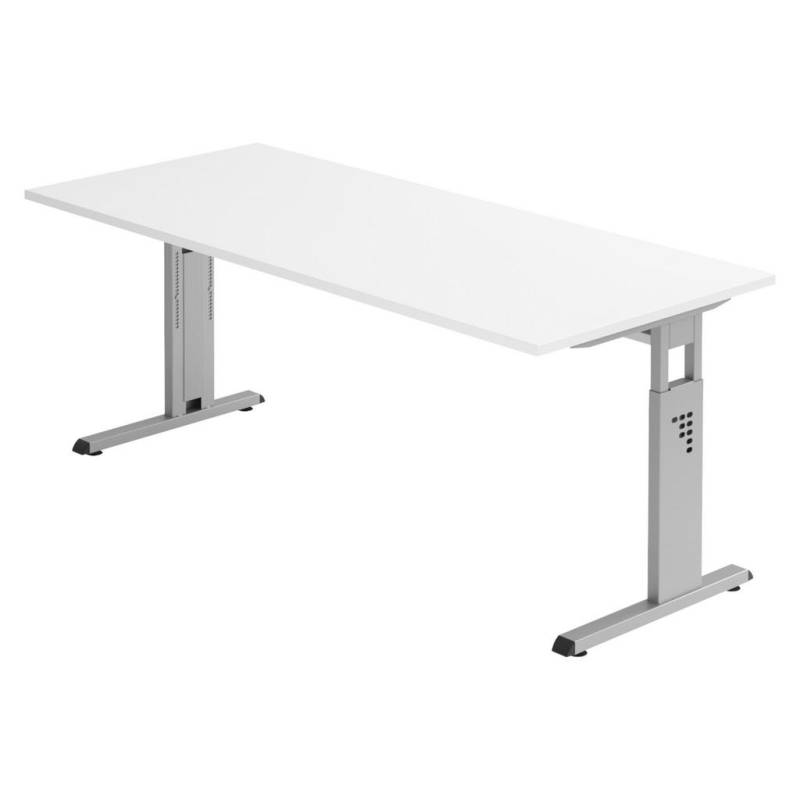 bümö SCHREIBTISCH Weiß, Silber