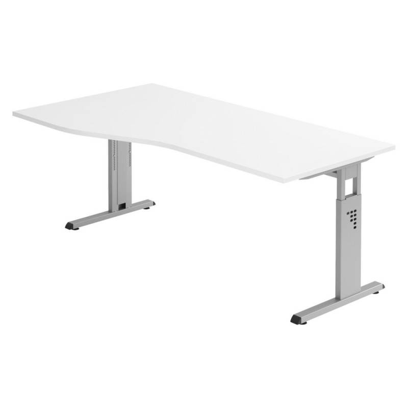 bümö SCHREIBTISCH Weiß, Silber