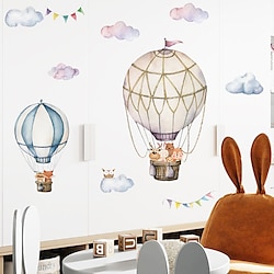 cartoon tier heißluftballon wandaufkleber wohnzimmer kinderzimmer kindergarten abnehmbare pvc dekoration wandtattoo wandaufkleber für schlafzimmer wohnzimmer Lightinthebox