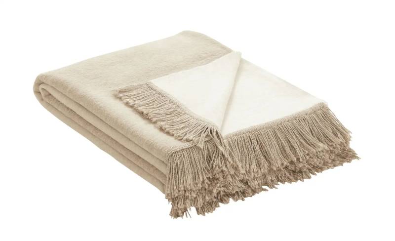 como Wohndecke mit Fransen  Doubleface Sophia ¦ beige ¦ Baumwollmischgewebe ¦ Maße (cm): B: 130 Dekokissen & Decken > Kuscheldecken & Wohndecken - Höffner