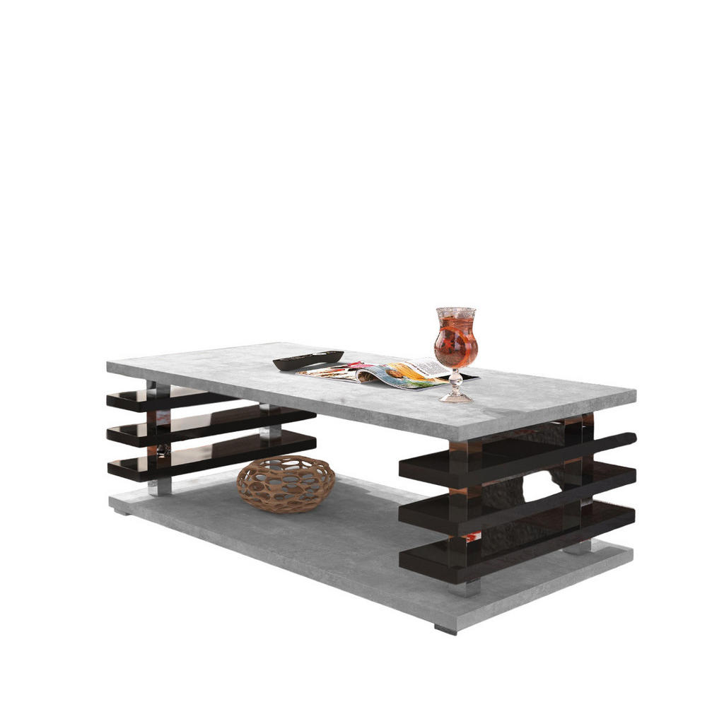 designimpex COUCHTISCH Hellgrau, Schwarz Hochglanz designimpex COUCHTISCH Hellgrau, Schwarz Hochglanz
