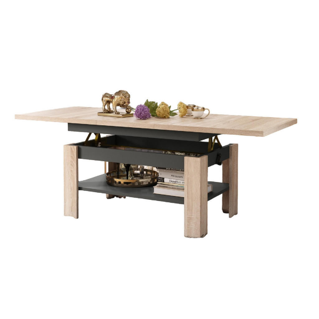 designimpex COUCHTISCH Sonoma Eiche, Anthrazit designimpex COUCHTISCH Sonoma Eiche, Anthrazit
