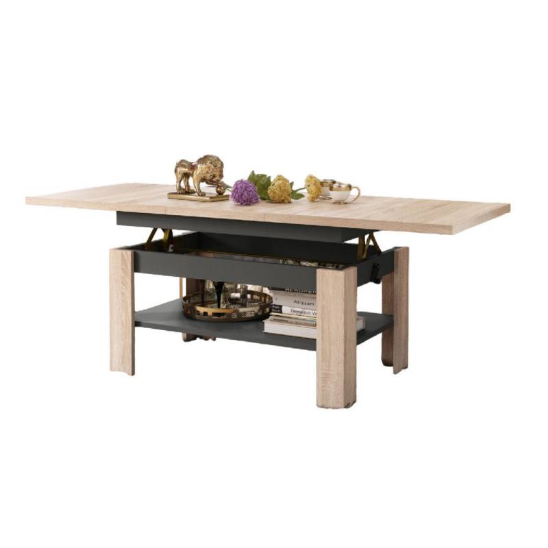 designimpex COUCHTISCH Sonoma Eiche, Anthrazit designimpex COUCHTISCH Sonoma Eiche, Anthrazit