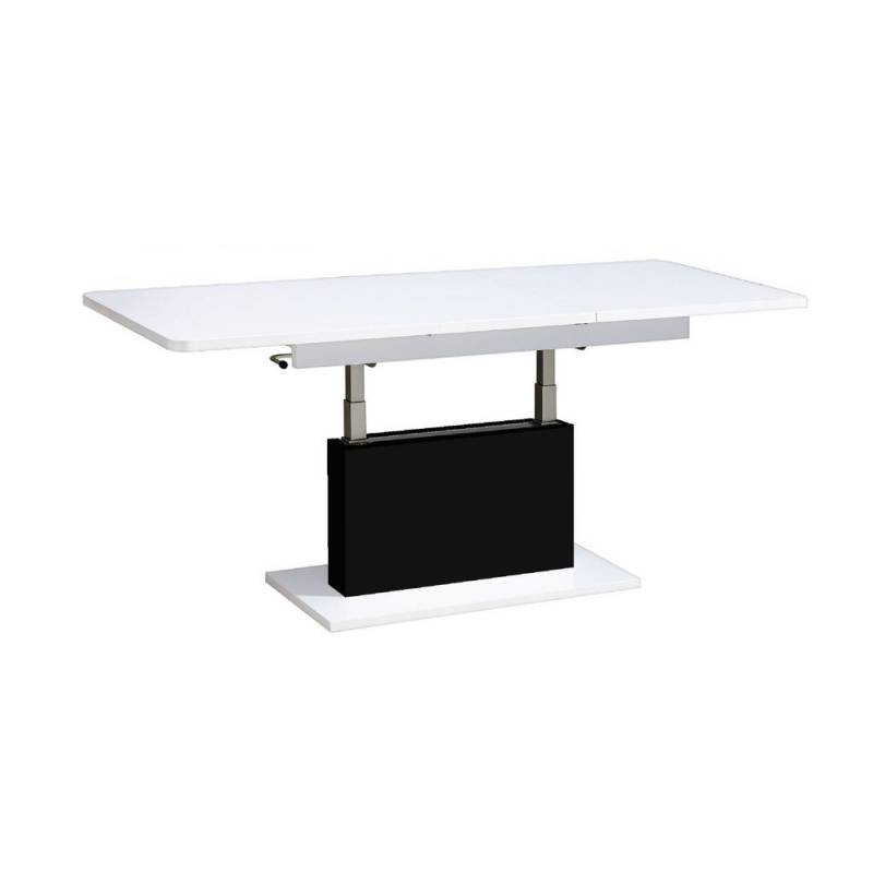 designimpex COUCHTISCH Weiß Hochglanz, Schwarz