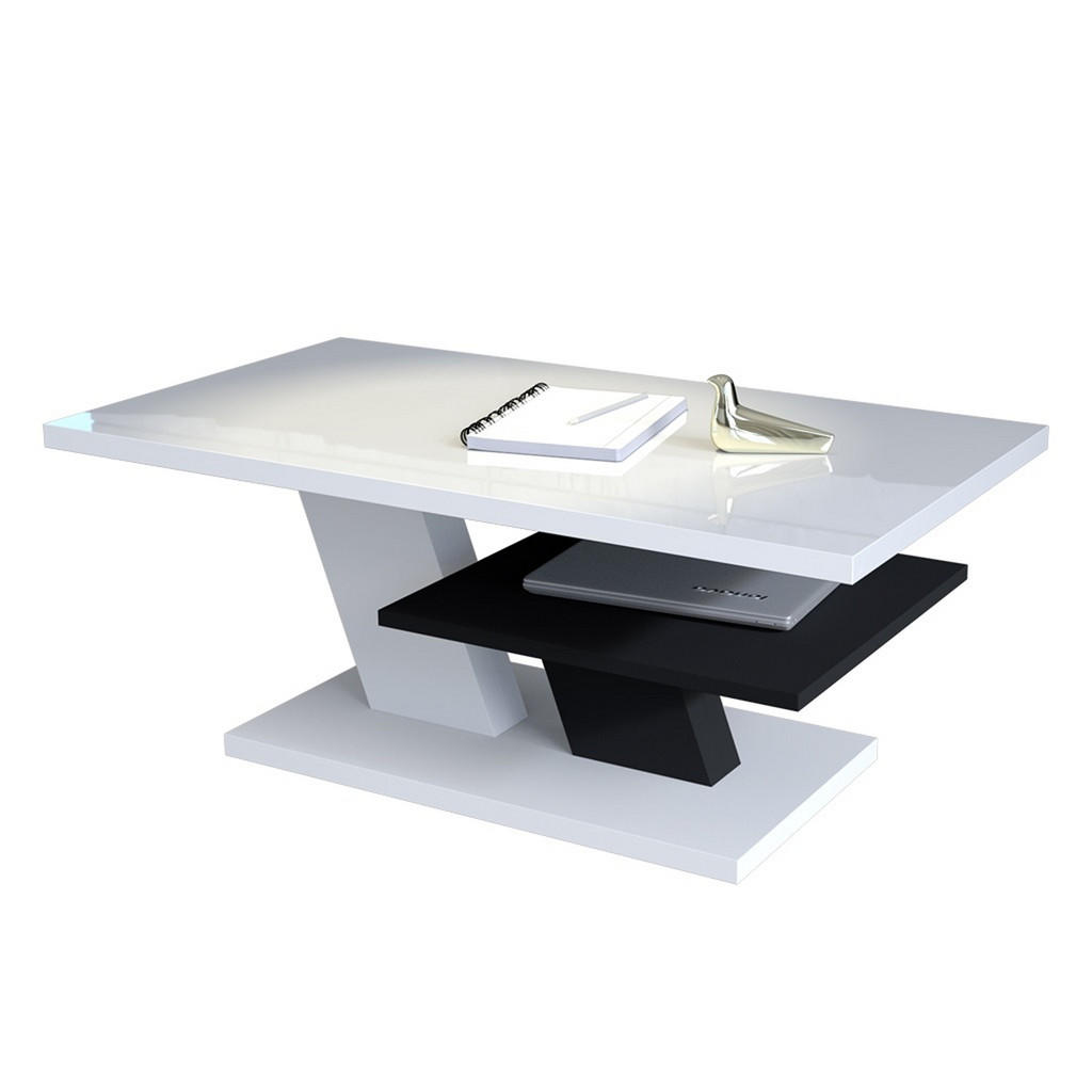 designimpex COUCHTISCH Weiß Hochglanz, Schwarz designimpex COUCHTISCH Weiß Hochglanz, Schwarz