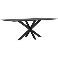Esstisch Curves aus recyceltem Teakholz, Schwarz