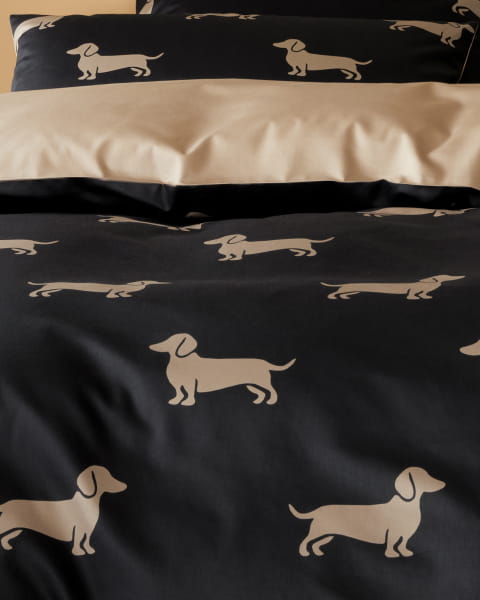 elegante Bettwäsche WE LOVE DOGS Dogs 24540 - Farbe: Schwarz-Beige - 9 - Kissen 80x80 cm