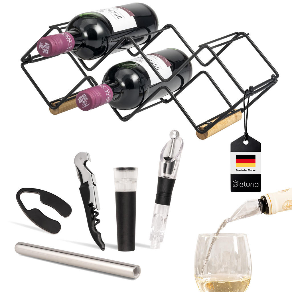 eluno WEINREGAL-SET Schwarz