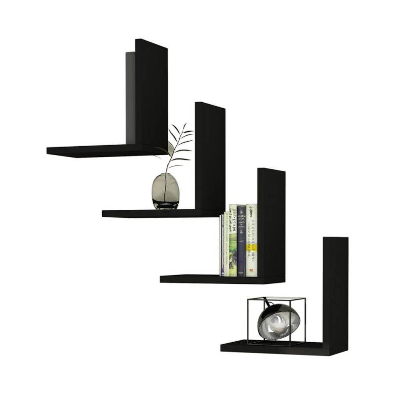 [en.casa] WANDREGAL-SET Schwarz