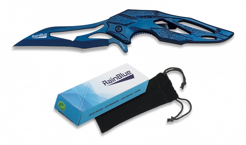 federunterstütztes Karambit Taschenmesser - blau Skelettmesser m Clip federunterstütztes Karambit Taschenmesser - blau Skelettmesser m Clip von RainBlue