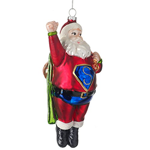 handbemalt Glas Christbaumschmuck - Super Weihnachtsmann (13cm) von Heaven Sends