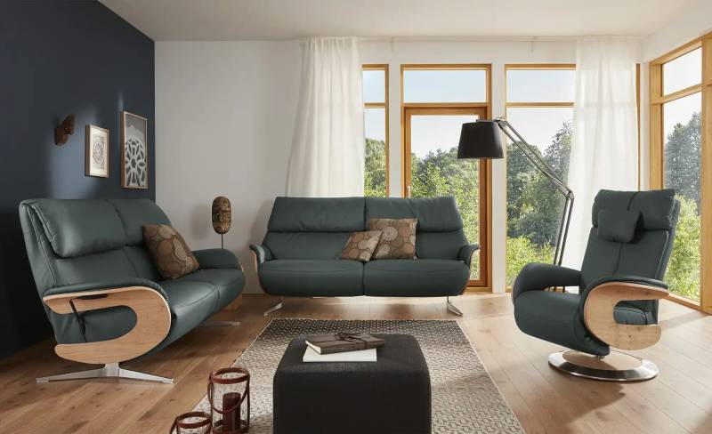 himolla Ledersofa   ¦ blau ¦ Maße (cm): B: 187 H: 106 T: 92.0 Polstermöbel > Sofas > 2-Sitzer - Möbel Kraft