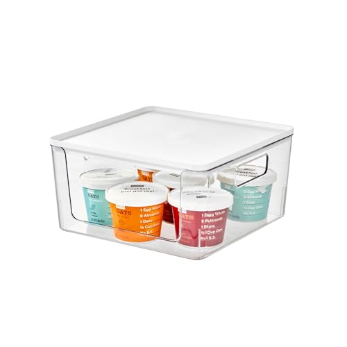 iDesign Aufbewahrungsbox, Vorratsbehälter by Rosanna Pansino, Plastikbox aus recyceltem Kunststoff mit Frontöffnung und Deckel, durchsichtig und weiß von InterDesign