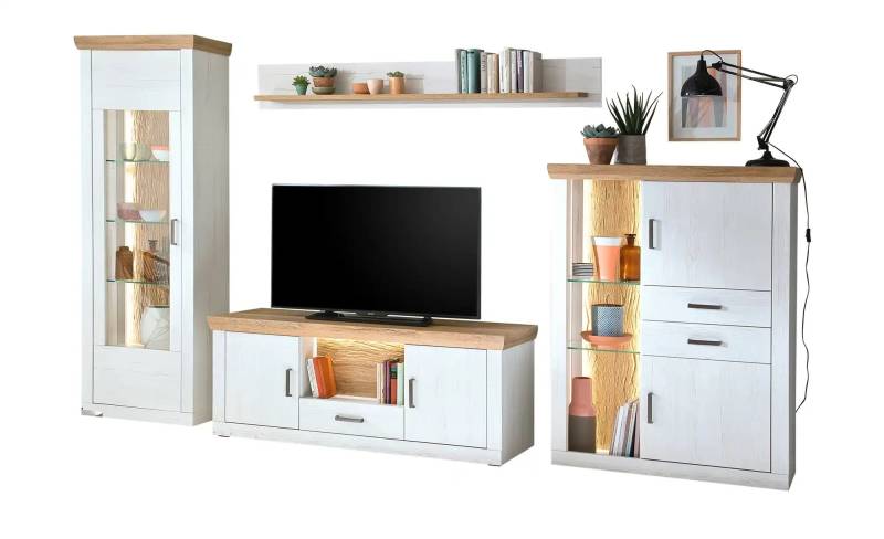 maison bleue Wohnwand  Zara ¦ holzfarben ¦ Maße (cm): B: 331 H: 205 T: 50.0 Kommoden & Sideboards > Wohnwände - Möbel Kraft