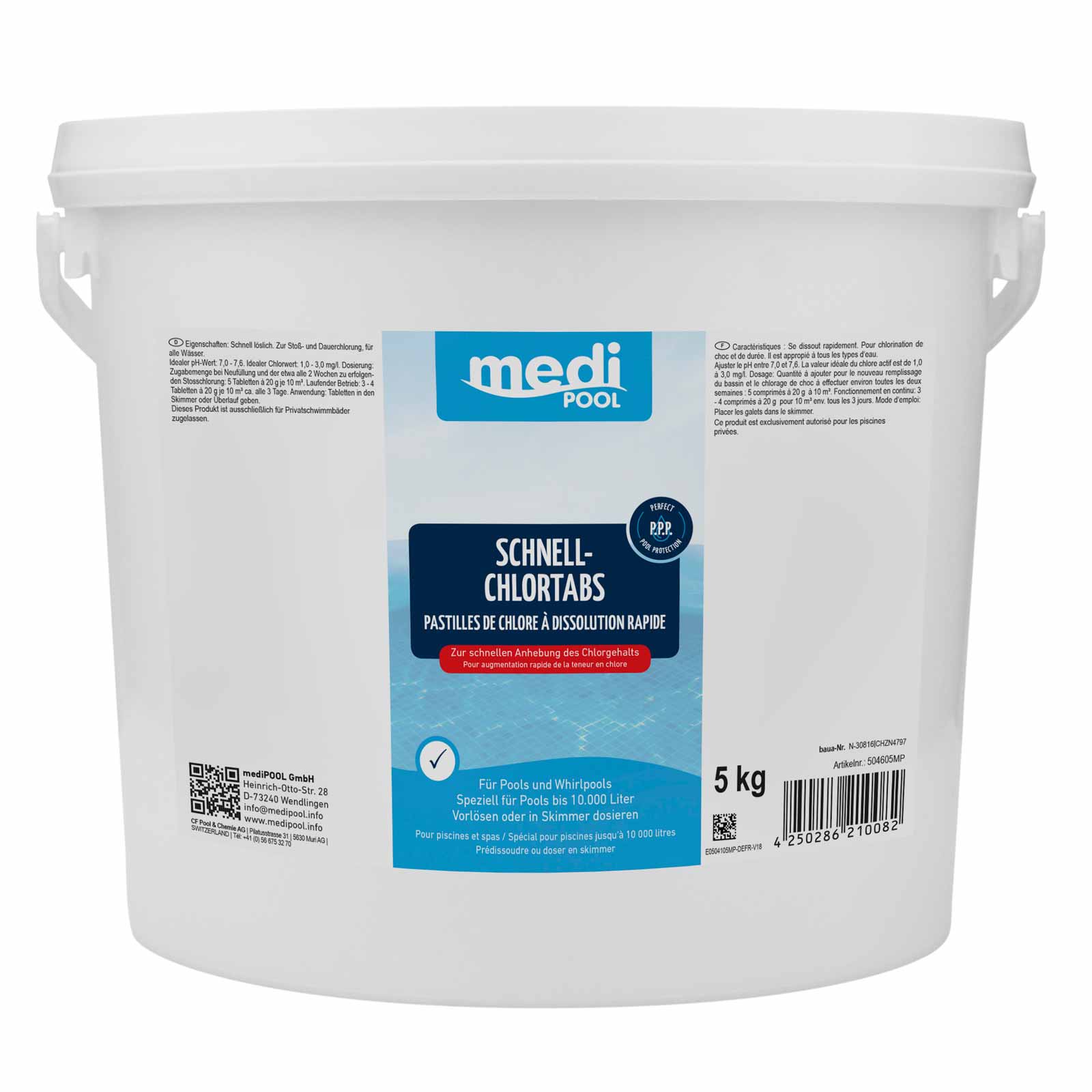mediPOOL Schnell-Chlor Tabs 20 g, Schnellchlortabletten, Chlortabletten, Poolreinigung