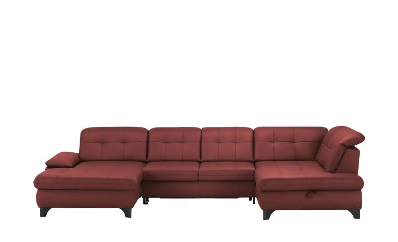 Kollektion Kraft Wohnlandschaft Leder  Jona ¦ rot ¦ Maße (cm): B: 368 H: 100 T: 194.0 Polstermöbel > Sofas > Ledersofas - Möbel Kraft