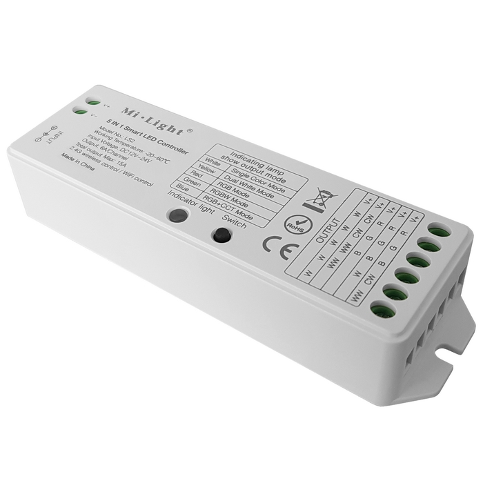 miLight® Controller / Dimmer RGBW+CCT Stripes Funk für 8 Zonen 30m erweiterbar, 12 / 24V DC, für RGBW+CCT mit weißen LED