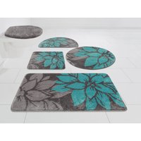 my home Badematte "Susan" Höhe 15 mm fußbodenheizungsgeeignet  strapazierfähig Blumen-Muster, Badteppich, Badematten auch als 3 teiliges Set & rund von My Home