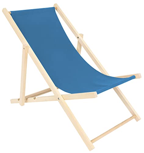 spec-wood Liege - Liegestuhl klappbar - Holzliegestuhl - RelaxLiege - Camping Stuhl - GartenLiege - wetterfest SonnenLiege - klappbar 119 cm x 58 cm Farbe Blau - Klappstuhl Holz von spec-wood