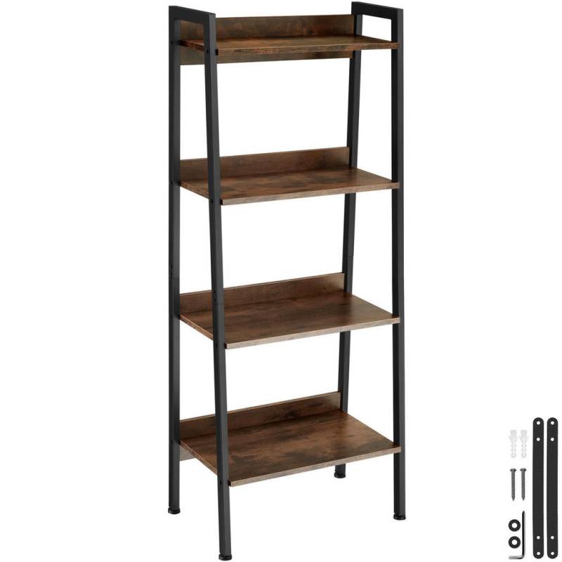 tectake Leiterregal, Rost, Holzwerkstoff, Beton Optik, Rechteckig, 34x138x57.5 cm, Wohnzimmer, Regale, Bücherregale von tectake