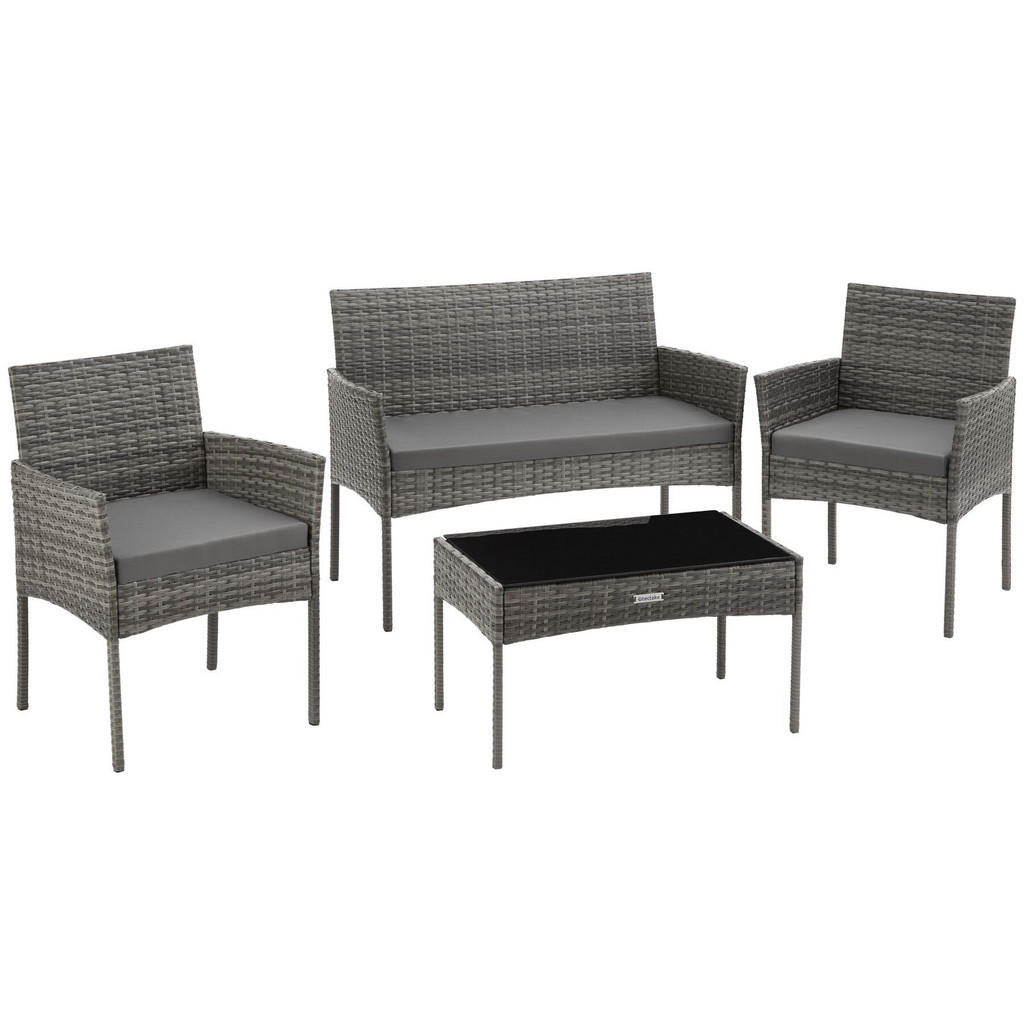 tectake Rattan, Grau, Kunststoff, Rechteckig, Loungemöbel, Loungemöbel-Sets tectake Rattan, Grau, Kunststoff, Rechteckig, Loungemöbel, Loungemöbel-Sets von tectake