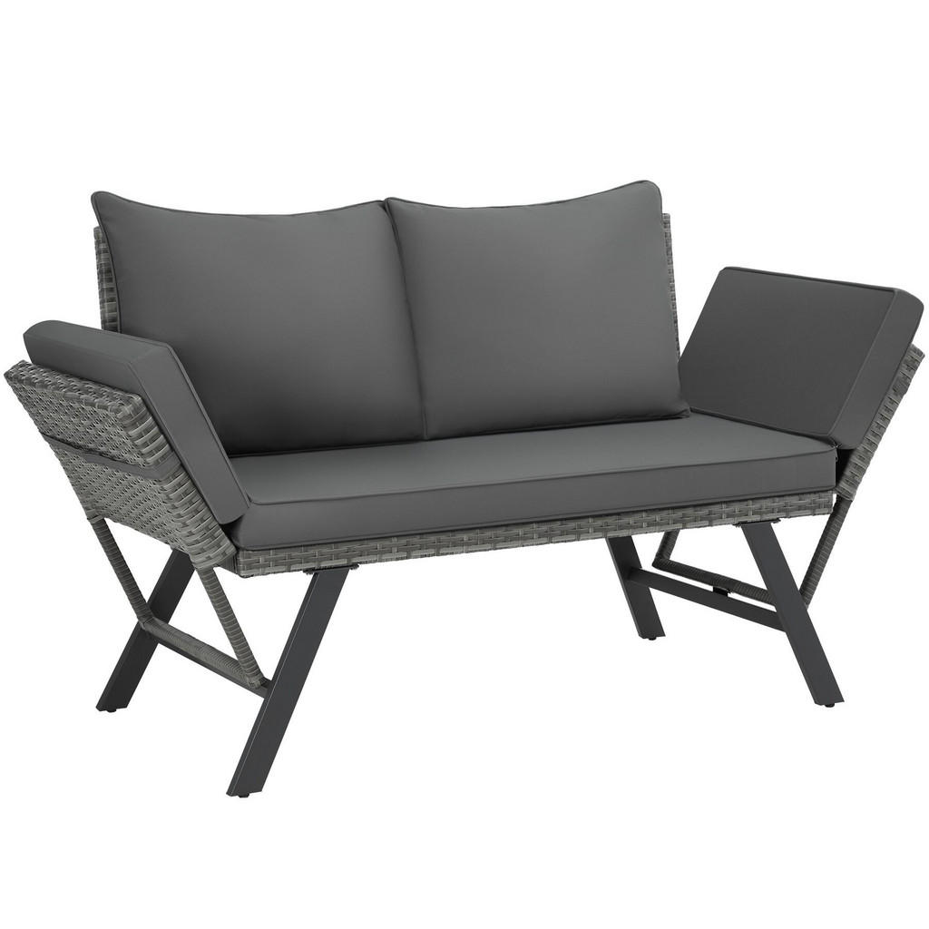 tectake Rattan-Loungesofa, Grau, Textil, Quadratisch, 157x89x61 cm, Loungemöbel, Outdoorsofas tectake Rattan-Loungesofa, Grau, Textil, Quadratisch, 157x89x61 cm, Loungemöbel, Outdoorsofas von tectake