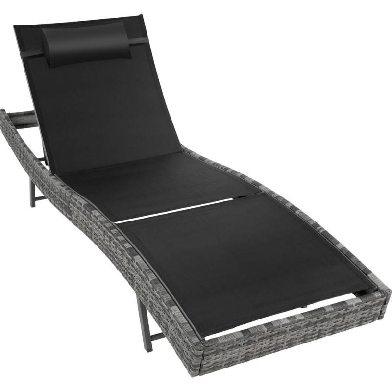 tectake RATTAN-SONNENLIEGE Grau