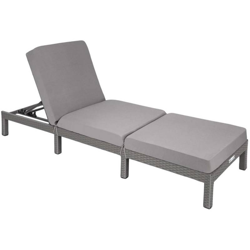 tectake RATTAN-SONNENLIEGE Grau