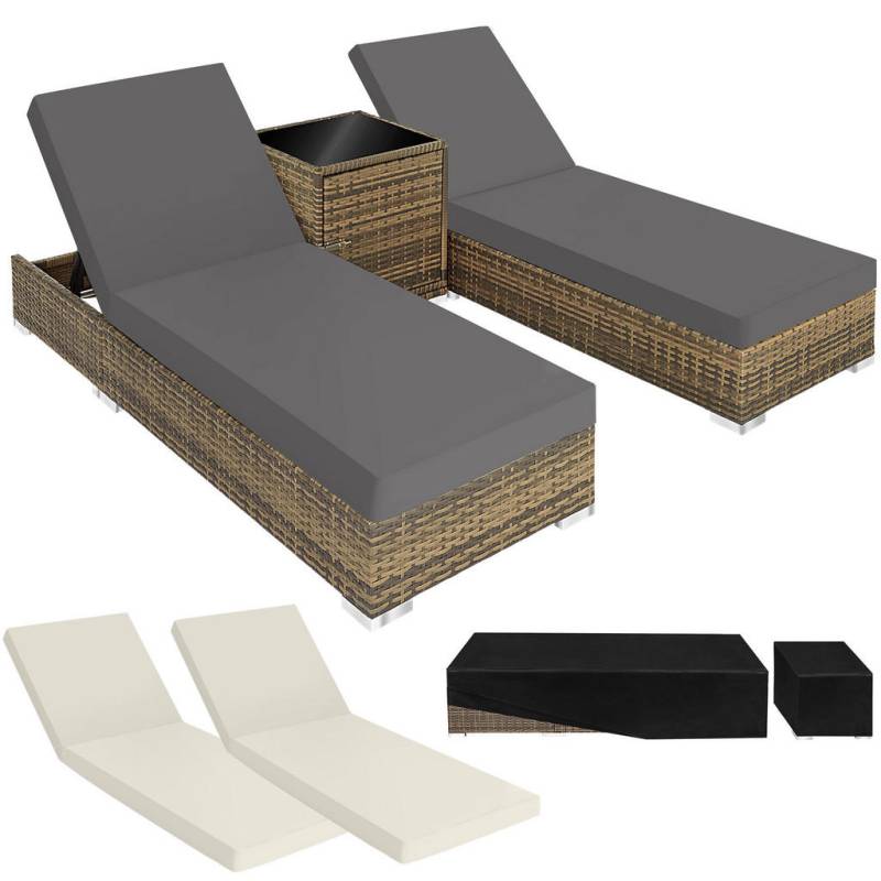 tectake RATTAN-SONNENLIEGE Natur
