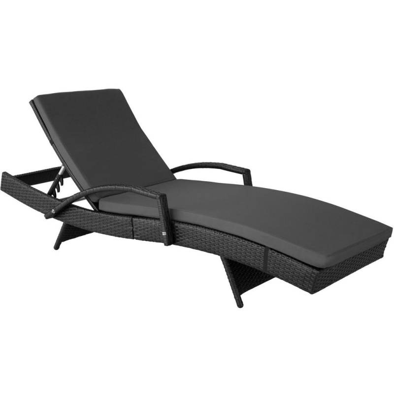 tectake RATTAN-SONNENLIEGE Schwarz