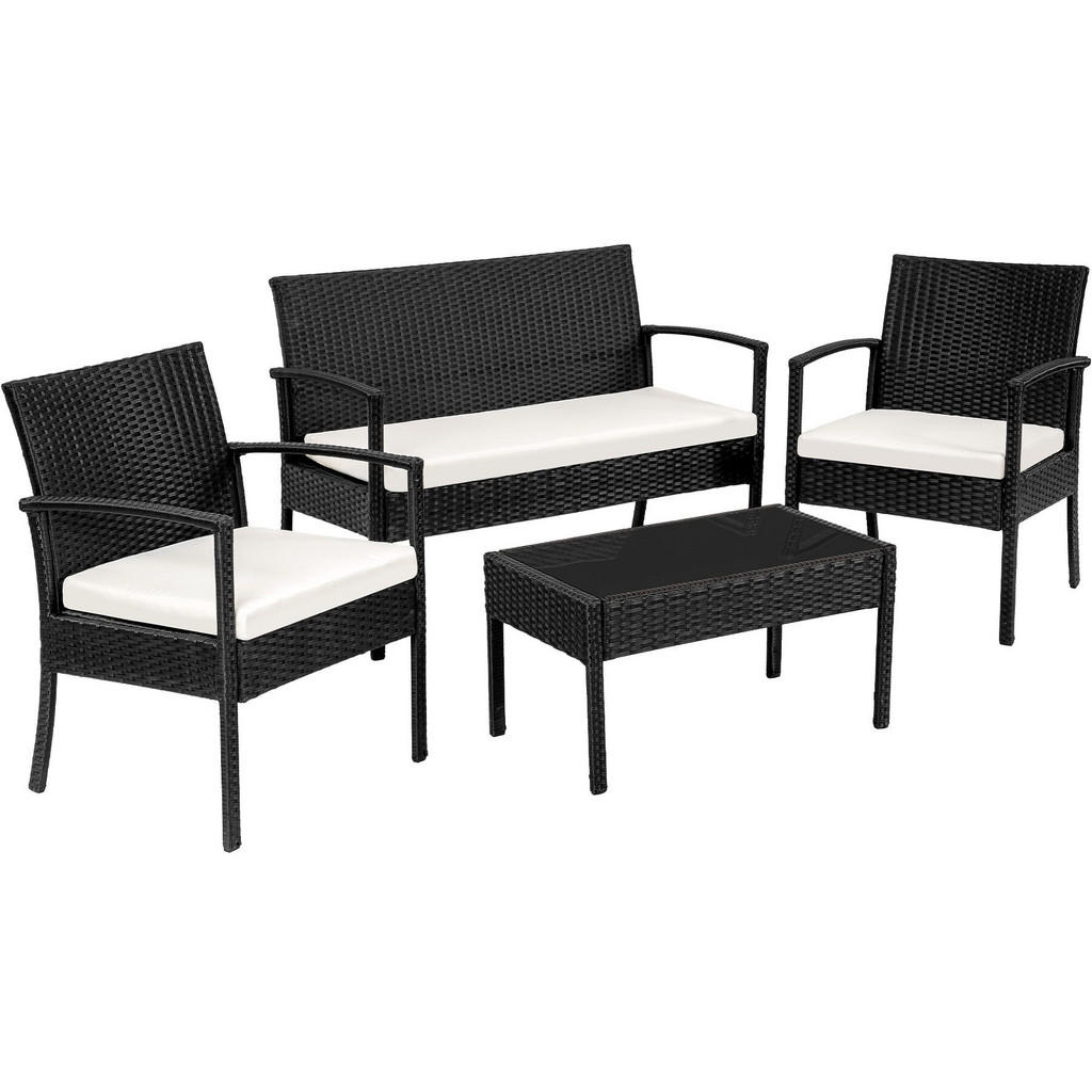 tectake Rattan, Schwarz, Kunststoff, Rechteckig, Loungemöbel, Loungemöbel-Sets von tectake