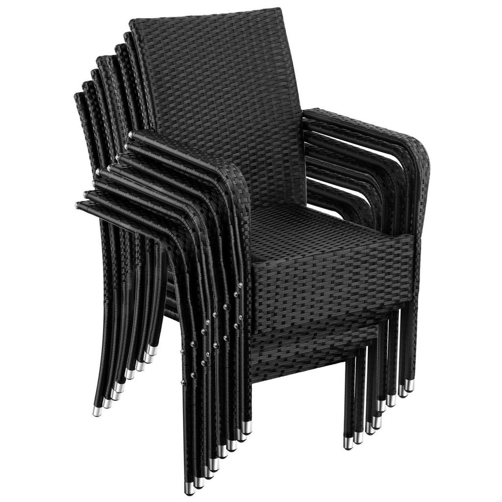 tectake Rattanstuhl, Schwarz, Kunststoff, 58x90x67 cm, Gartenmöbel, Gartenstühle, Gartenstühle von tectake