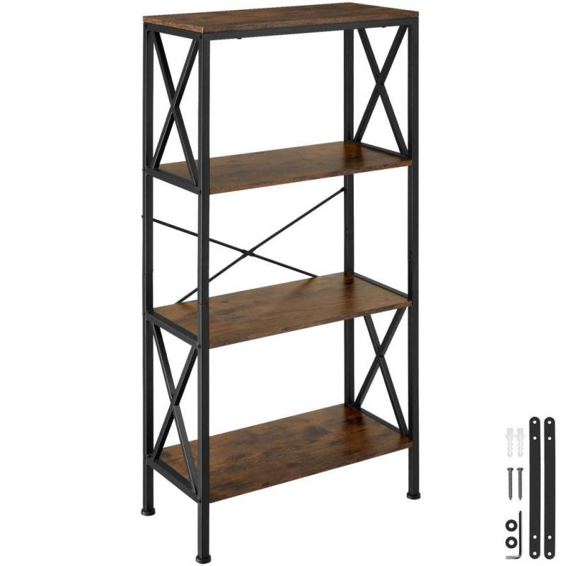 tectake Regal, Rost, Holzwerkstoff, Beton Optik, Rechteckig, 31.5x133.5x61.5 cm, Wohnzimmer, Regale, Bücherregale von tectake