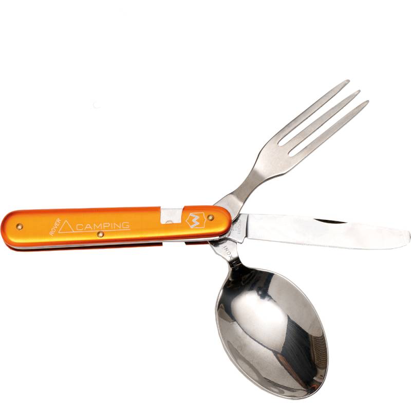 teilbares Camping-Besteck orange Messer Gabel Löffel Urlaub Reise von Haller
