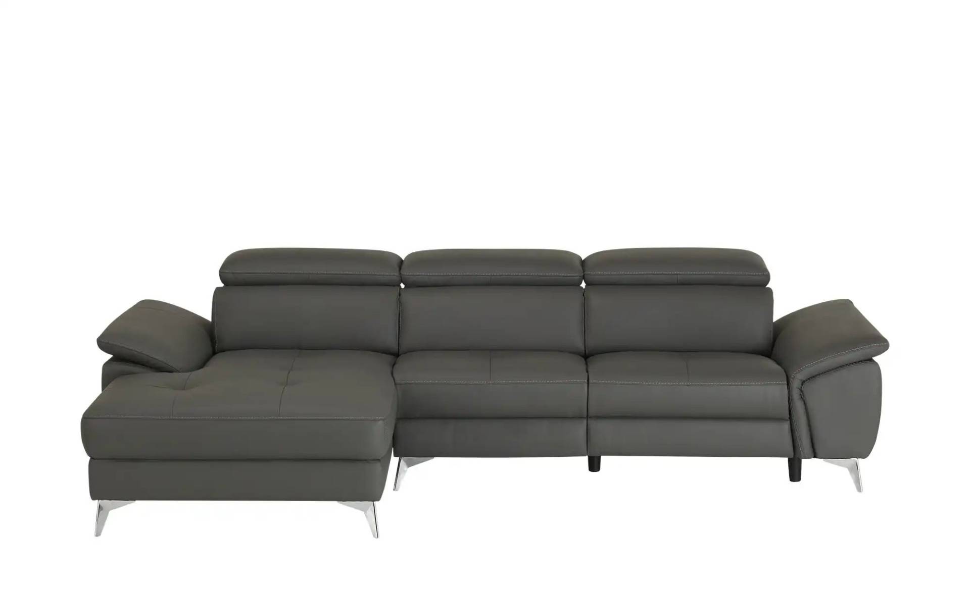 uno Leder-Ecksofa  Danae klein ¦ grau ¦ Maße (cm): B: 282 H: 78 T: 166.0 Polstermöbel > Sofas > Ecksofas - Höffner
