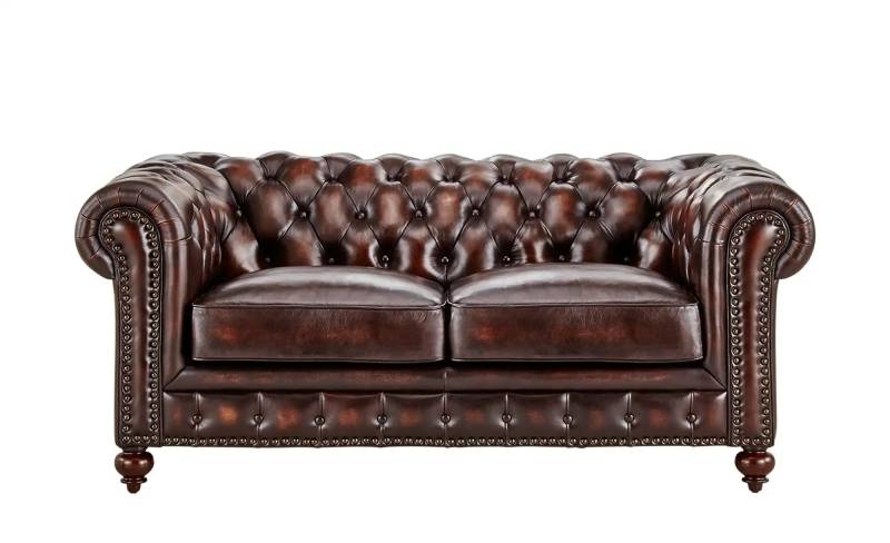 uno Ledersofa im Vintagelook Chesterfield ¦ braun ¦ Maße (cm): B: 183 H: 80 T: 100.0 Polstermöbel > Sofas > 2-Sitzer - Höffner