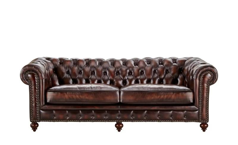 uno Ledersofa im Vintagelook Chesterfield ¦ braun ¦ Maße (cm): B: 230 H: 100 T: 80.0 Polstermöbel > Sofas > 3-Sitzer - Höffner