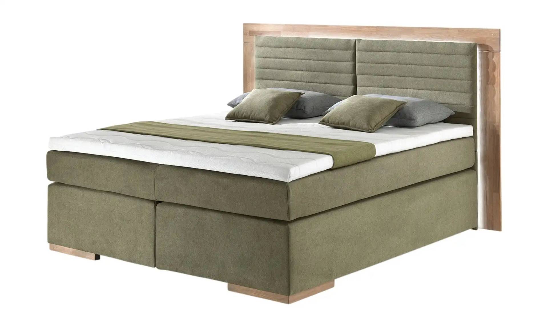 uno Massivholz-Boxspringbett mit LED-Beleuchtung Marlow ¦ grün ¦ Maße (cm): B: 190 H: 130 Betten > Boxspringbetten > Boxspringbetten 160x200 - Höffner